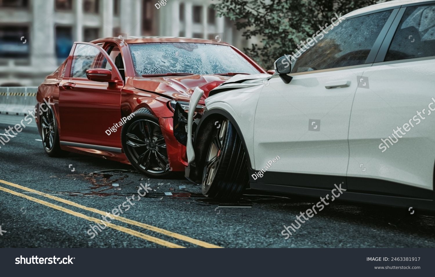 stock-photo-image-of-a-car-accident-that-occurred-on-the-stomach-d-render-and-illustration-2463381917